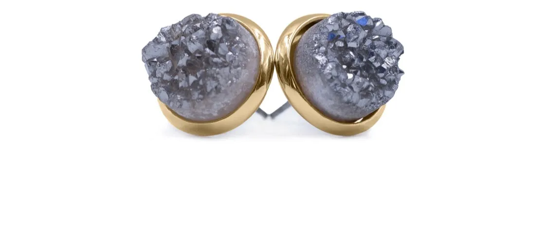 Stormy Quartz Stud Earrings