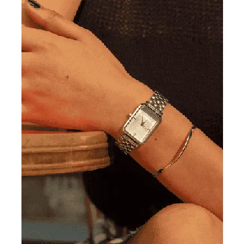The Octagon White Sunray Steel Silver  23 x 29mm
