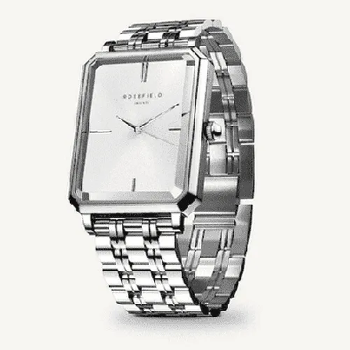 The Octagon White Sunray Steel Silver  23 x 29mm
