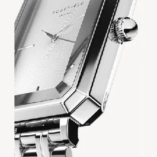 The Octagon White Sunray Steel Silver  23 x 29mm