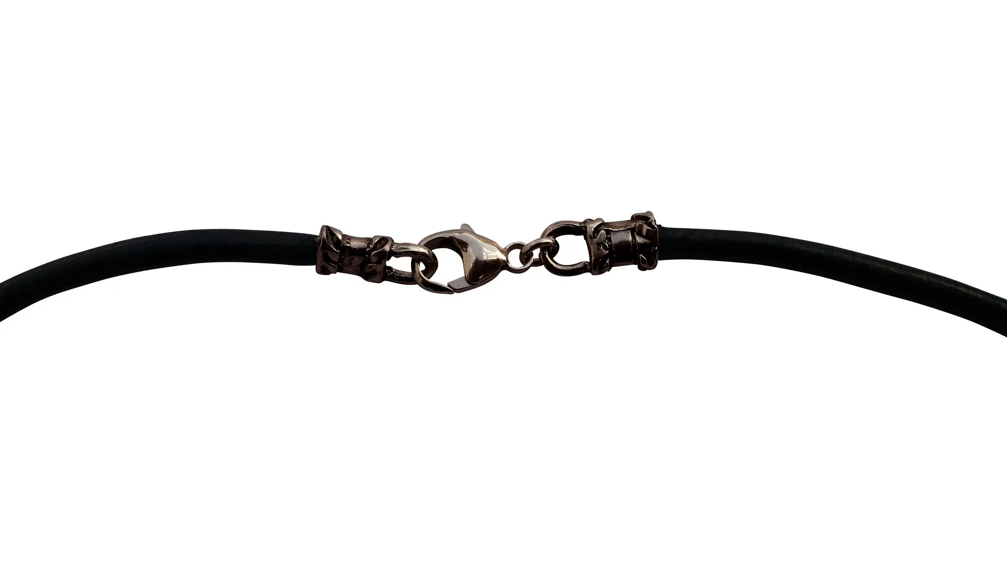 Thick 3mm Black Leather Gunmetal Cord Necklace