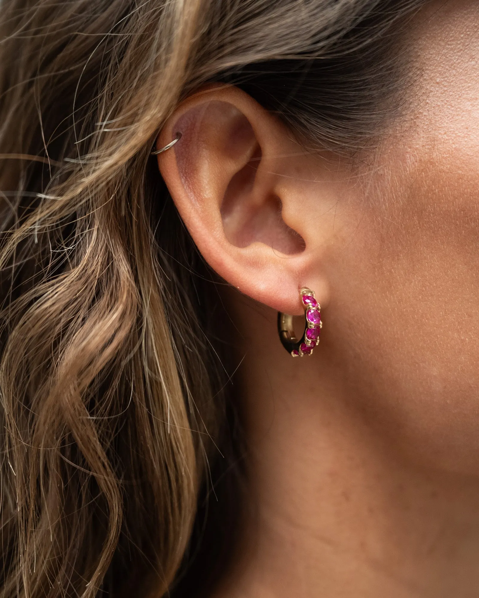 TILTIL Single Hoop Goldplated Jade Pink