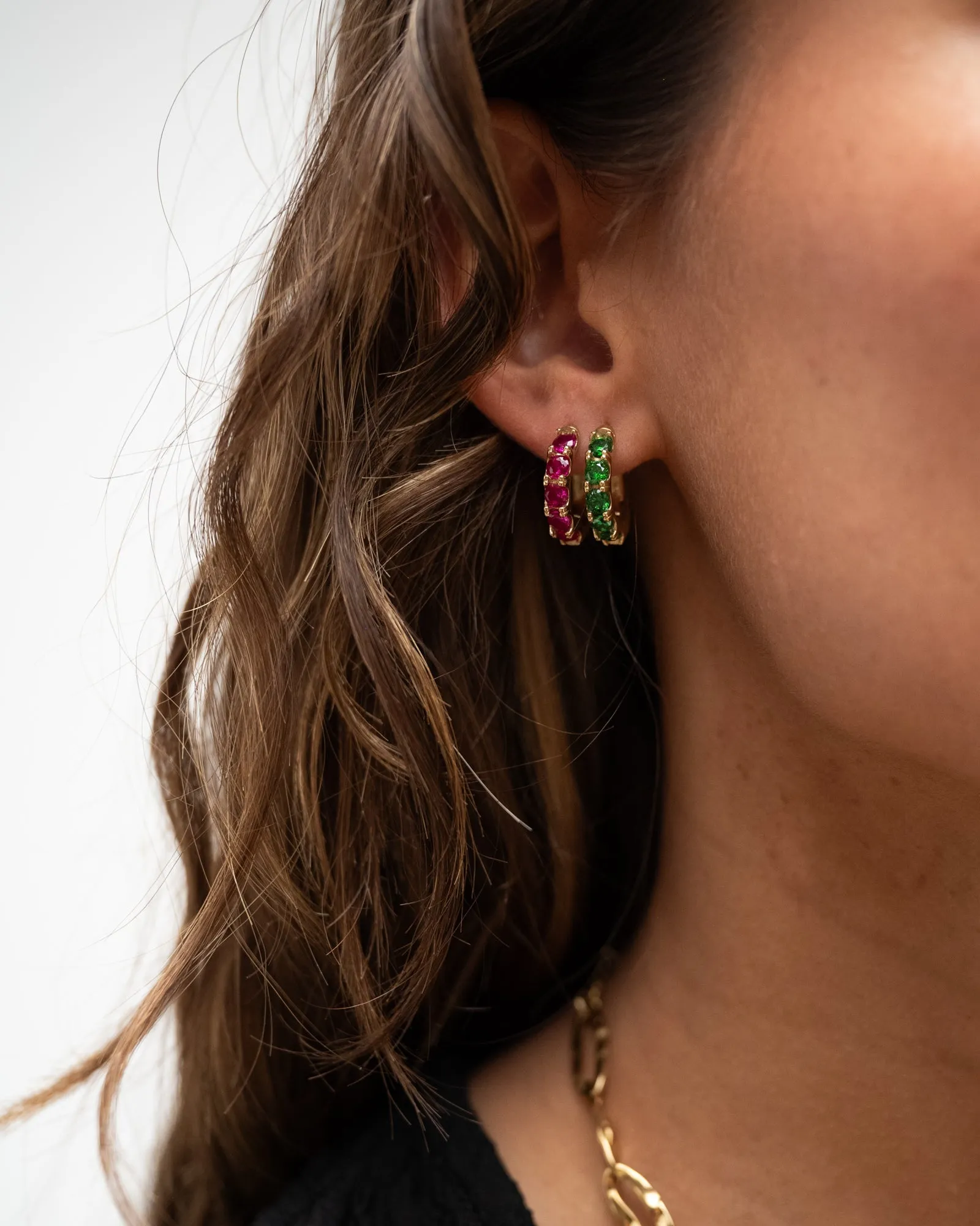 TILTIL Single Hoop Goldplated Jade Pink