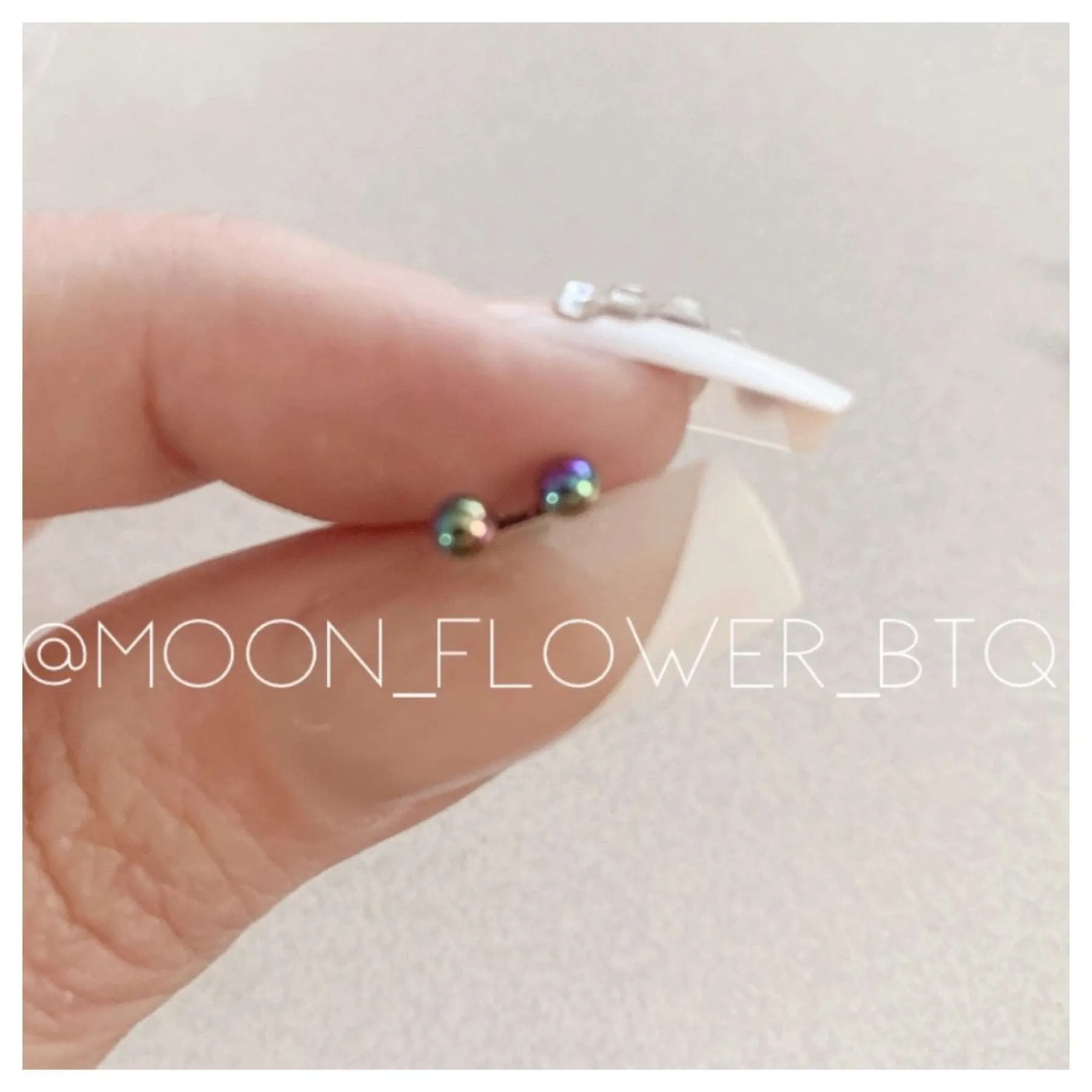 Tiny Rainbow Barbell Earrings 3mm
