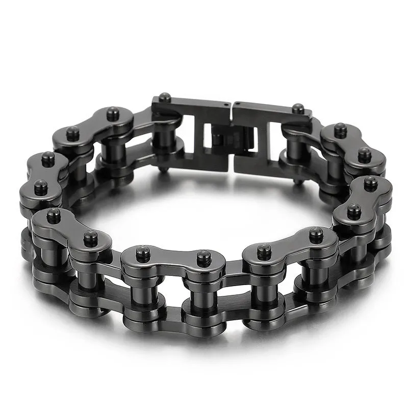Titanium Steel Men's Bicycle Bracelet - 18mm Hip-Hop Rock Style Locomotive Chain for European and American Men