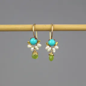 Turquoise Pearl Petite Dancer Earrings
