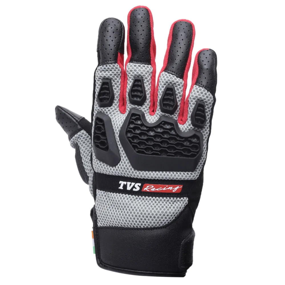 TVS Racing Adventure Riding Gloves for Men – PVC Protected, Touch Screen Compatible, & Visor Wiper Fingertips – Premium Bike Gloves for Riding Comfort (Black)