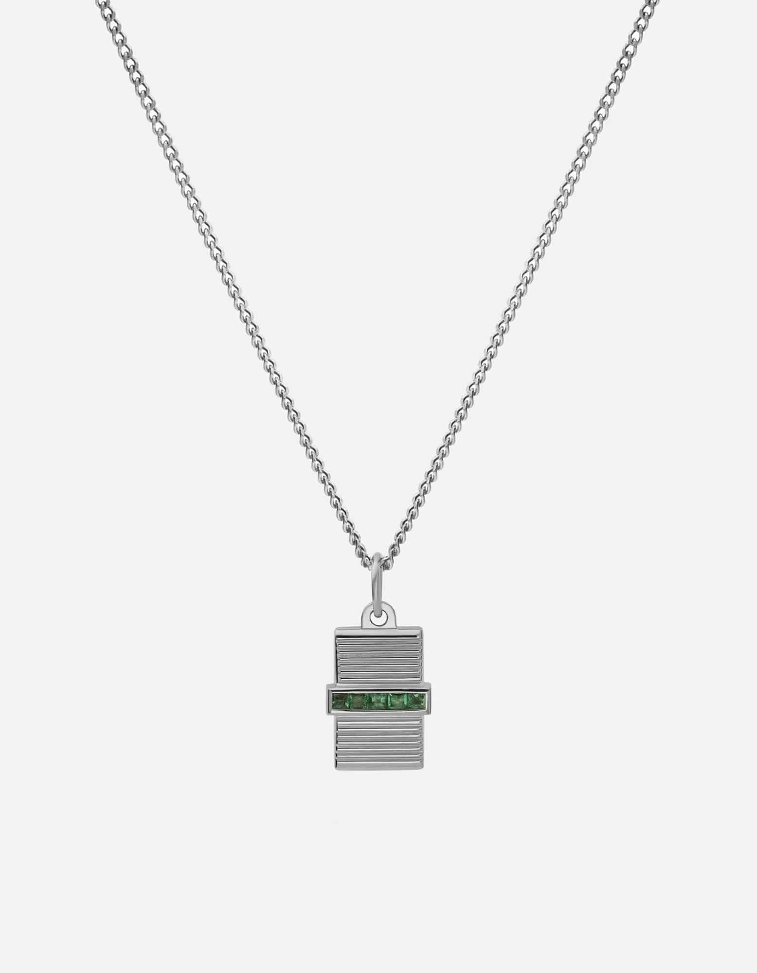 Vault Necklace, Sterling Silver/Emeralds