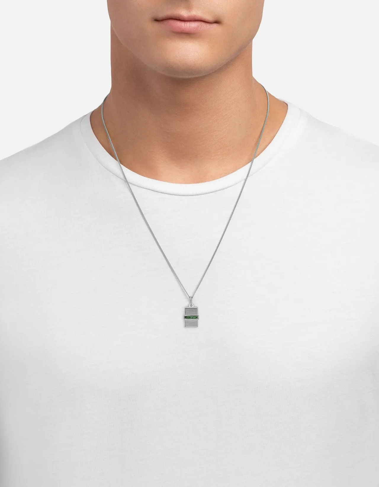 Vault Necklace, Sterling Silver/Emeralds