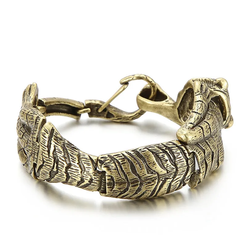 Vintage-Inspired Golden Tiger Titanium Steel Bracelet for Men - Trendy Internet Celebrity Jewelry