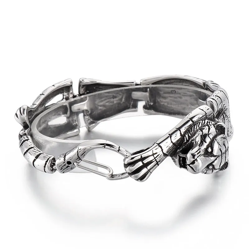 Vintage-Inspired Golden Tiger Titanium Steel Bracelet for Men - Trendy Internet Celebrity Jewelry