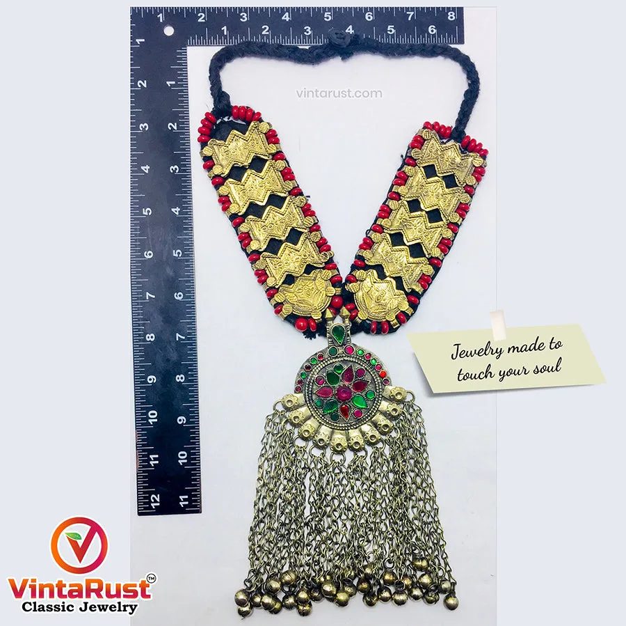 Vintage Turkmen Long Bells Pendant Necklace