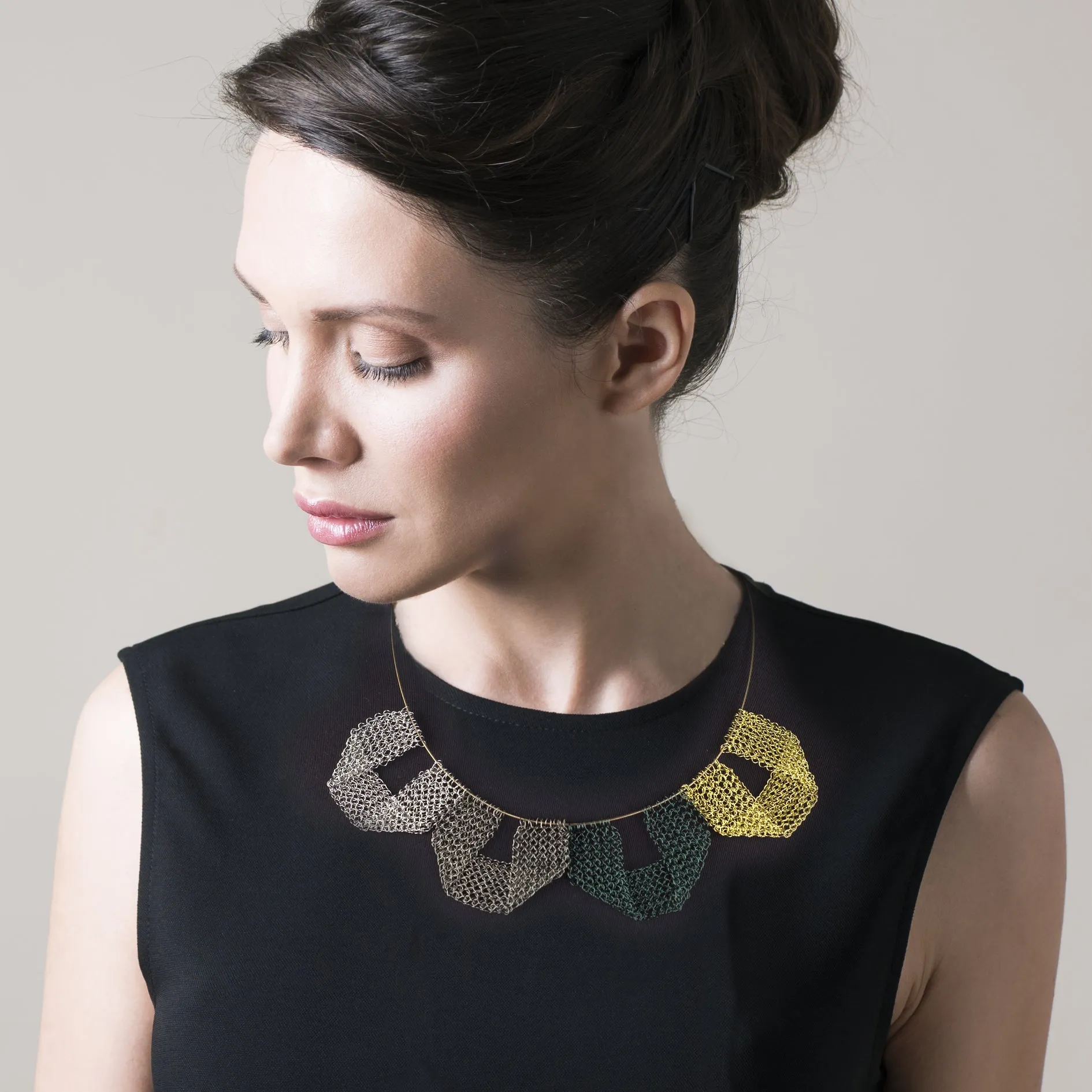 Wire Crochet geometric Necklace - 4 elements