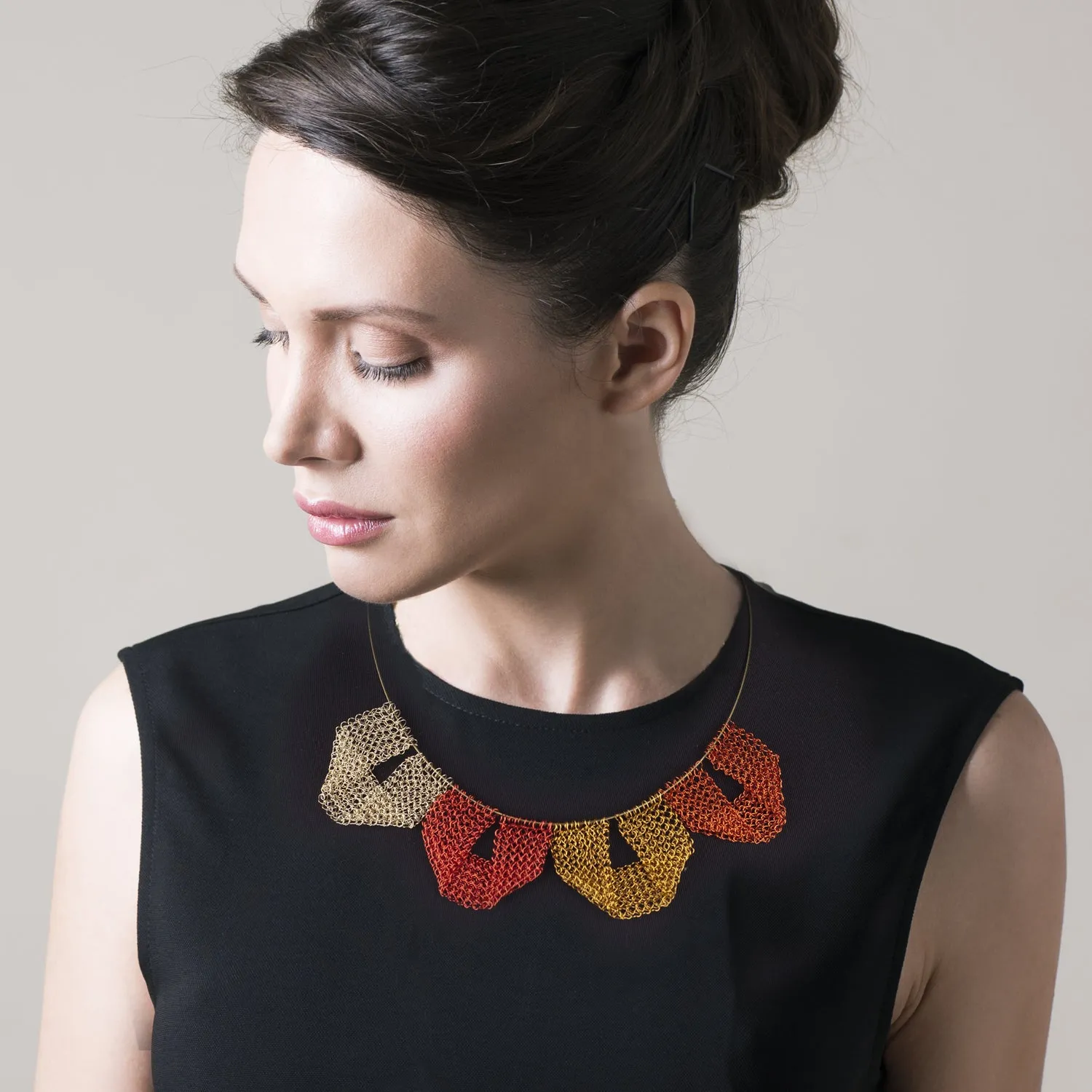 Wire Crochet geometric Necklace - 4 elements