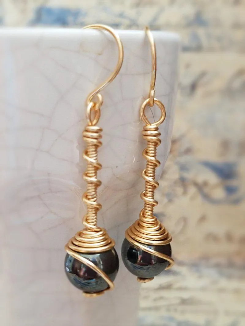 Wire Wrapped Gemstone Earrings