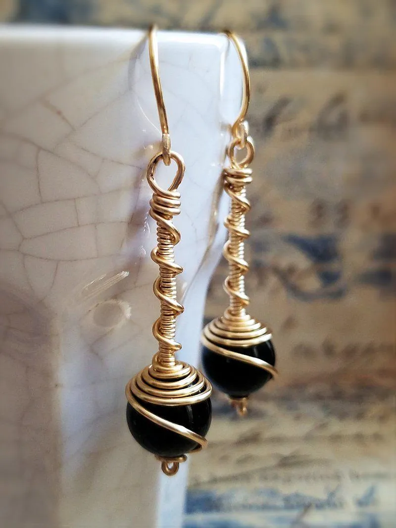 Wire Wrapped Gemstone Earrings