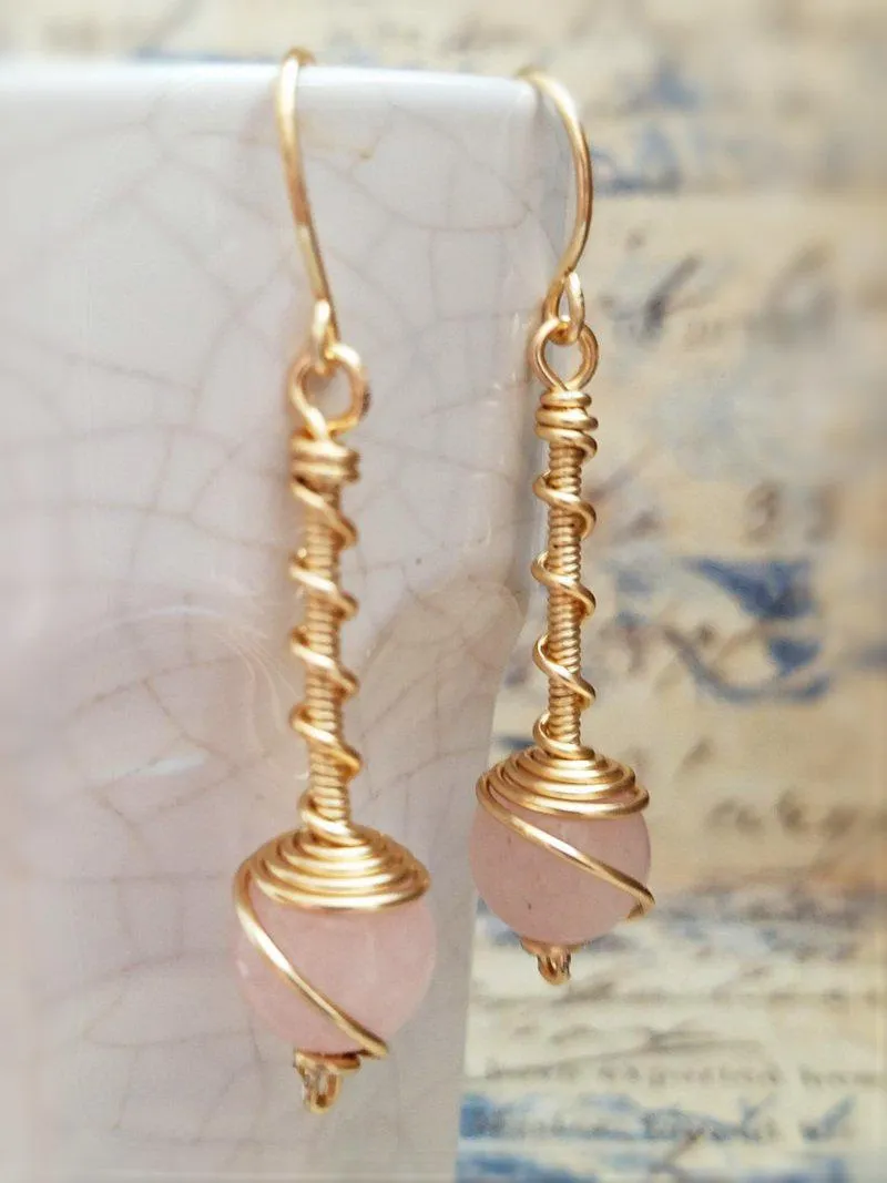 Wire Wrapped Gemstone Earrings