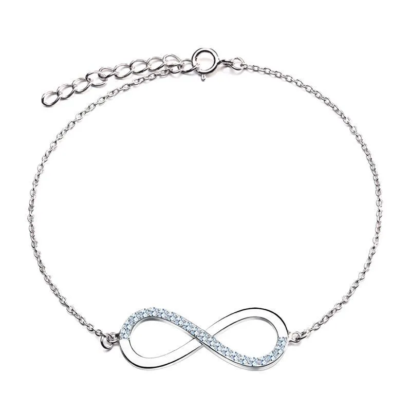 Women's Silver Color Bracelet With AAA Brilliant Austrian CZ Infinity Design
