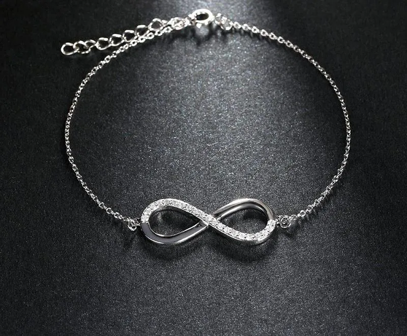 Women's Silver Color Bracelet With AAA Brilliant Austrian CZ Infinity Design
