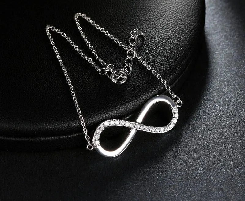 Women's Silver Color Bracelet With AAA Brilliant Austrian CZ Infinity Design